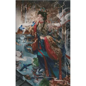 City beauty 14CT 16CT Printed Canvas Cross Stitch DIY Set Chinese Pattern Kit Home Needlework Embroidery 185 Colors